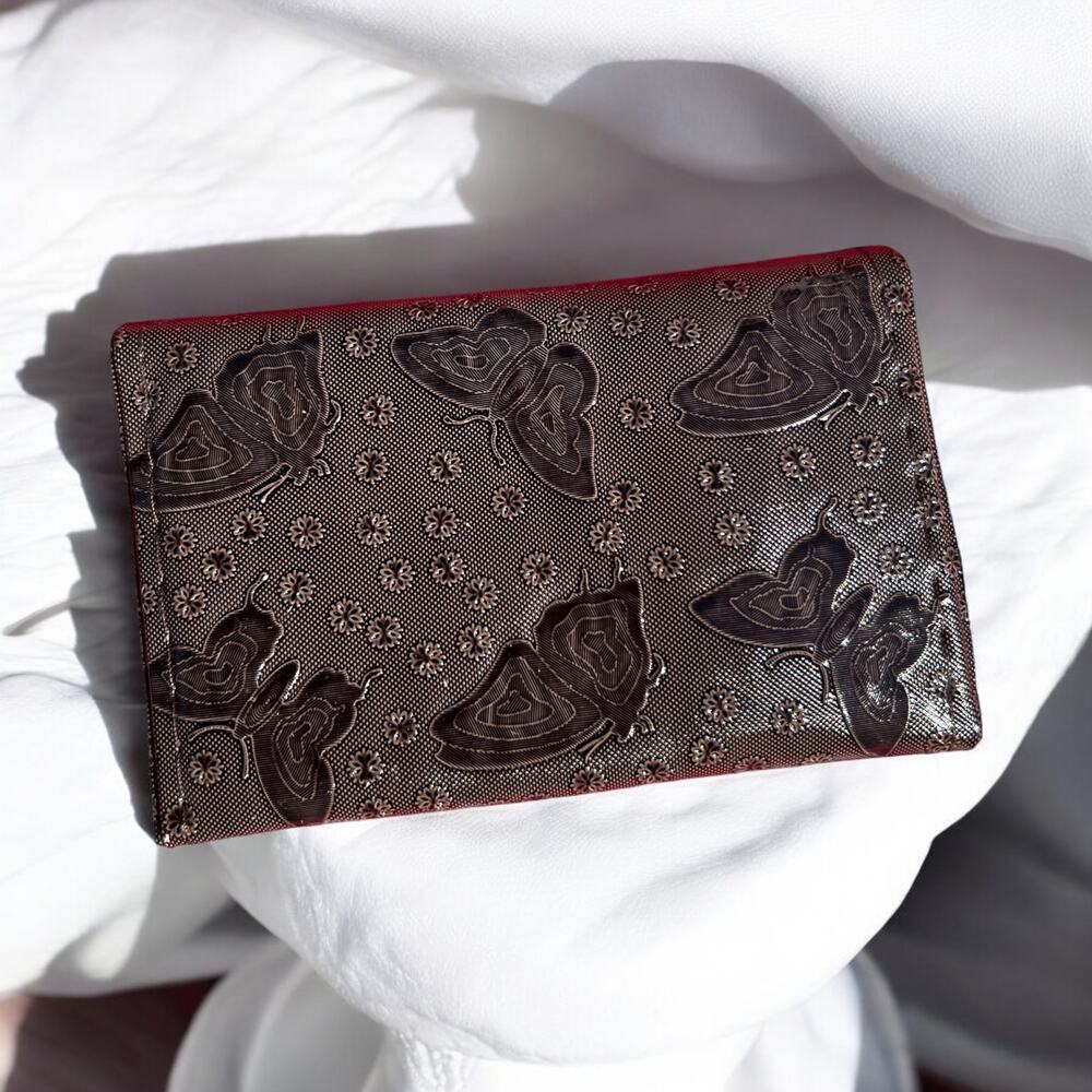 Brown Butterfly Retro Small NEW Card Wallet ID Card Holder Never Used Deadstock